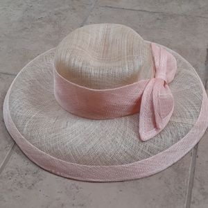👒 Vintage Straw Hat Pink Straw Bow